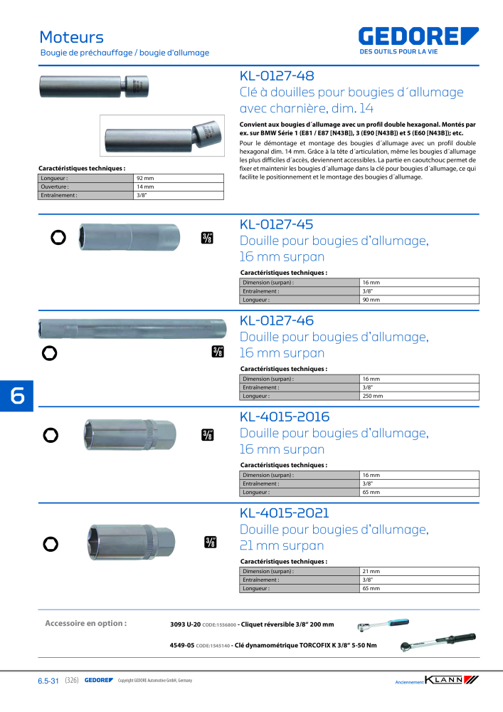 GEDORE Automotive KLANN Moteurs NO.: 2559 - Page 116