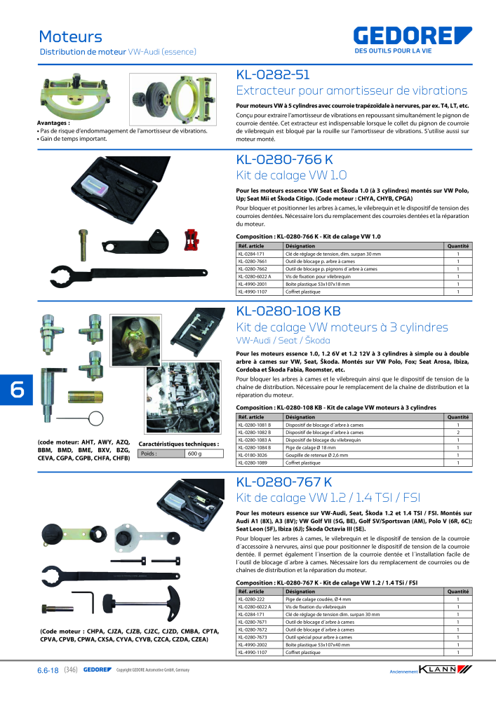 GEDORE Automotive KLANN Moteurs Nb. : 2559 - Page 136