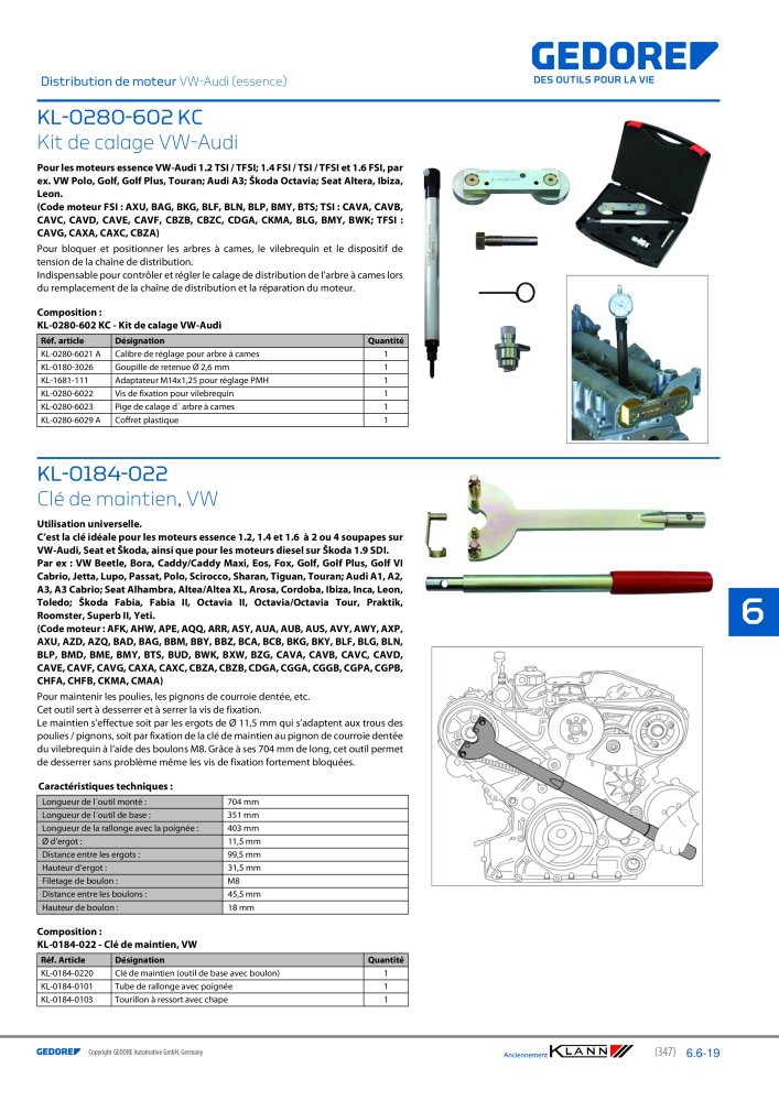 GEDORE Automotive KLANN Moteurs Nb. : 2559 - Page 137