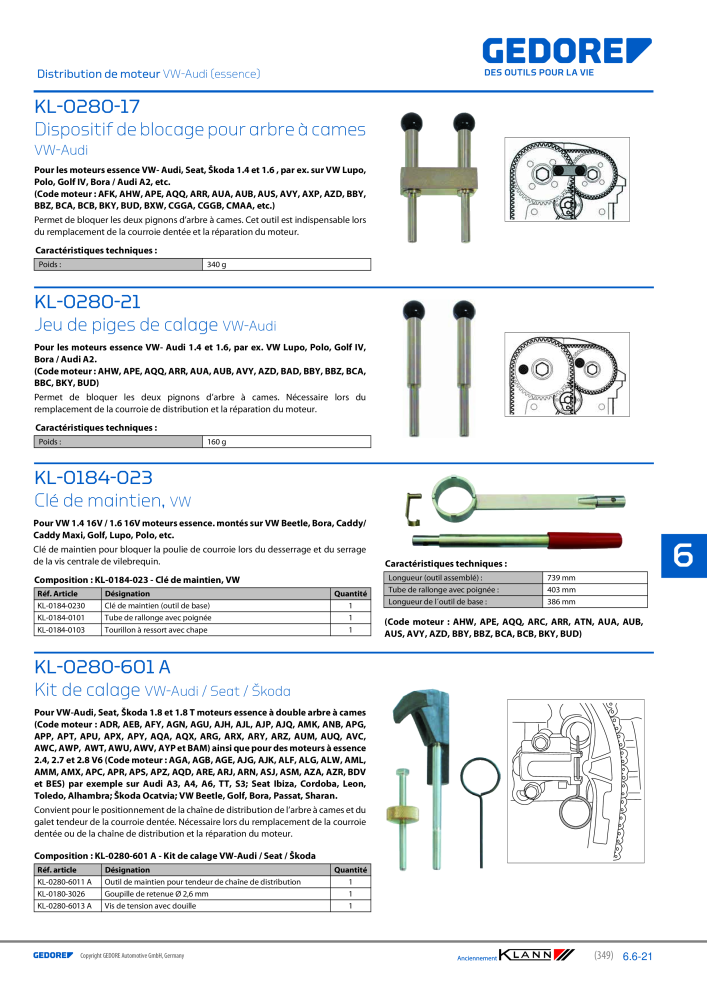 GEDORE Automotive KLANN Moteurs NO.: 2559 - Page 139