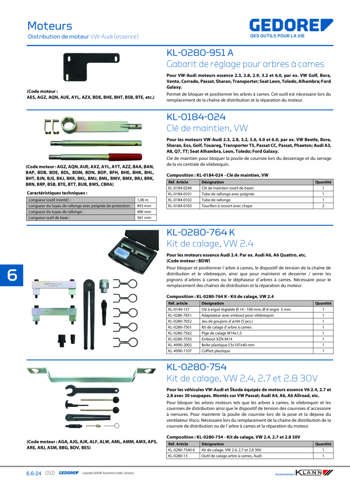 GEDORE Automotive KLANN Moteurs Nb. : 2559 - Page 142