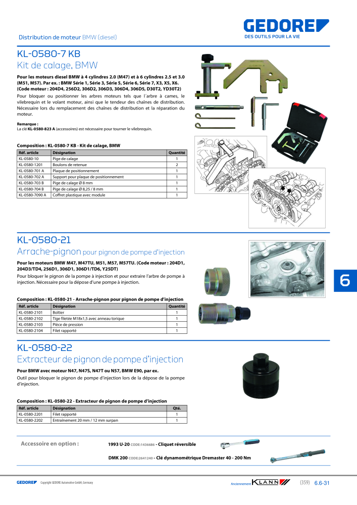 GEDORE Automotive KLANN Moteurs NR.: 2559 - Seite 149