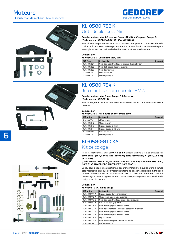 GEDORE Automotive KLANN Moteurs Nb. : 2559 - Page 152