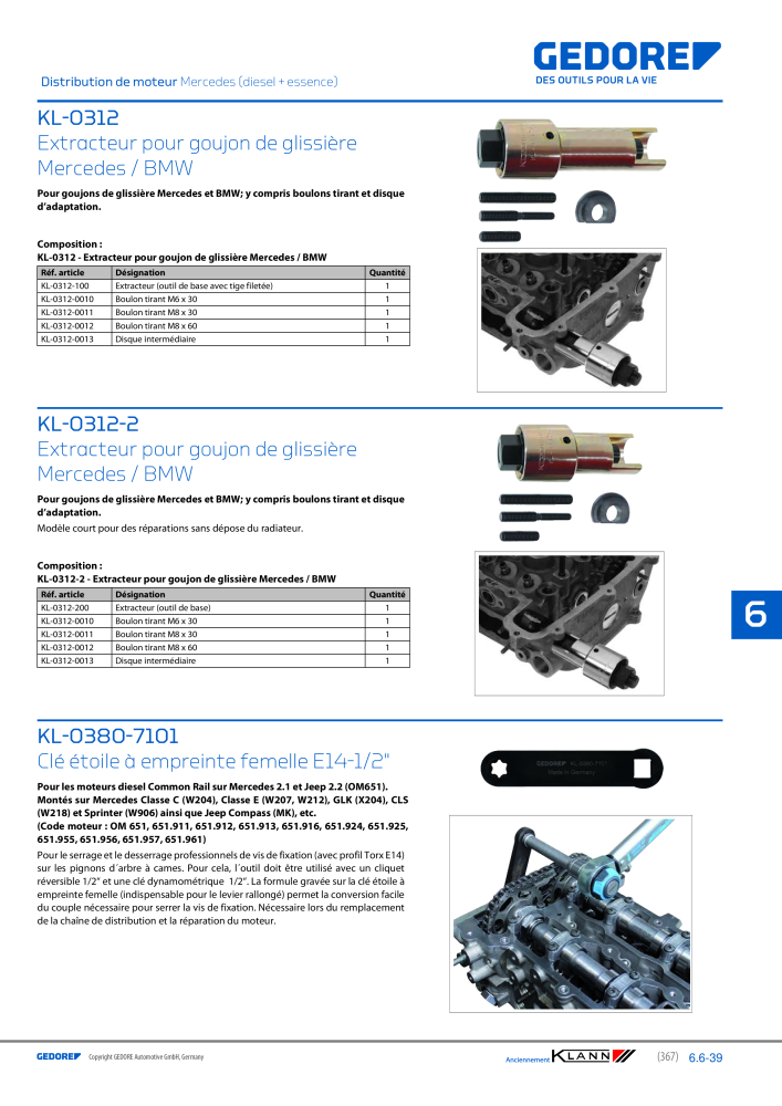 GEDORE Automotive KLANN Moteurs Nb. : 2559 - Page 157