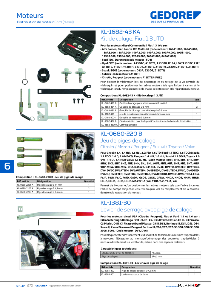 GEDORE Automotive KLANN Moteurs Nb. : 2559 - Page 160