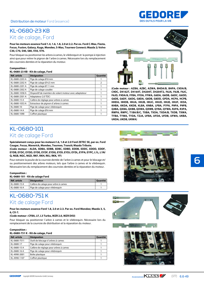 GEDORE Automotive KLANN Moteurs Nb. : 2559 - Page 167