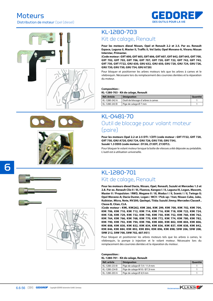 GEDORE Automotive KLANN Moteurs Nb. : 2559 - Page 174