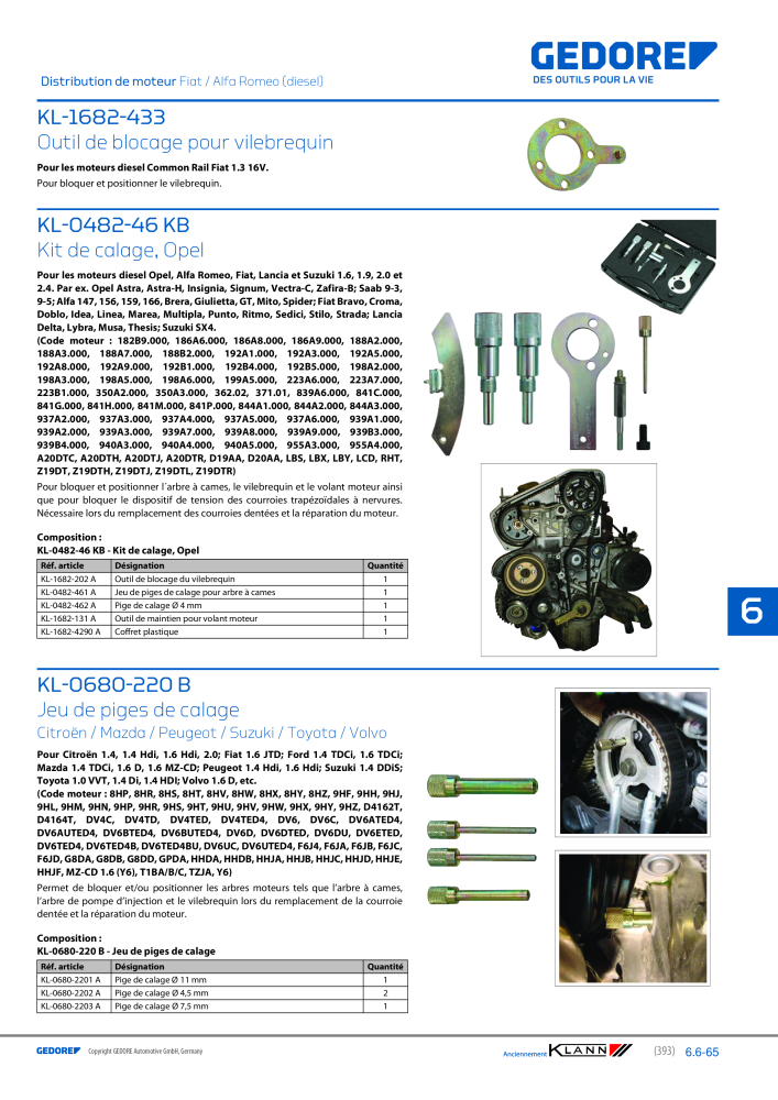 GEDORE Automotive KLANN Moteurs Nb. : 2559 - Page 183