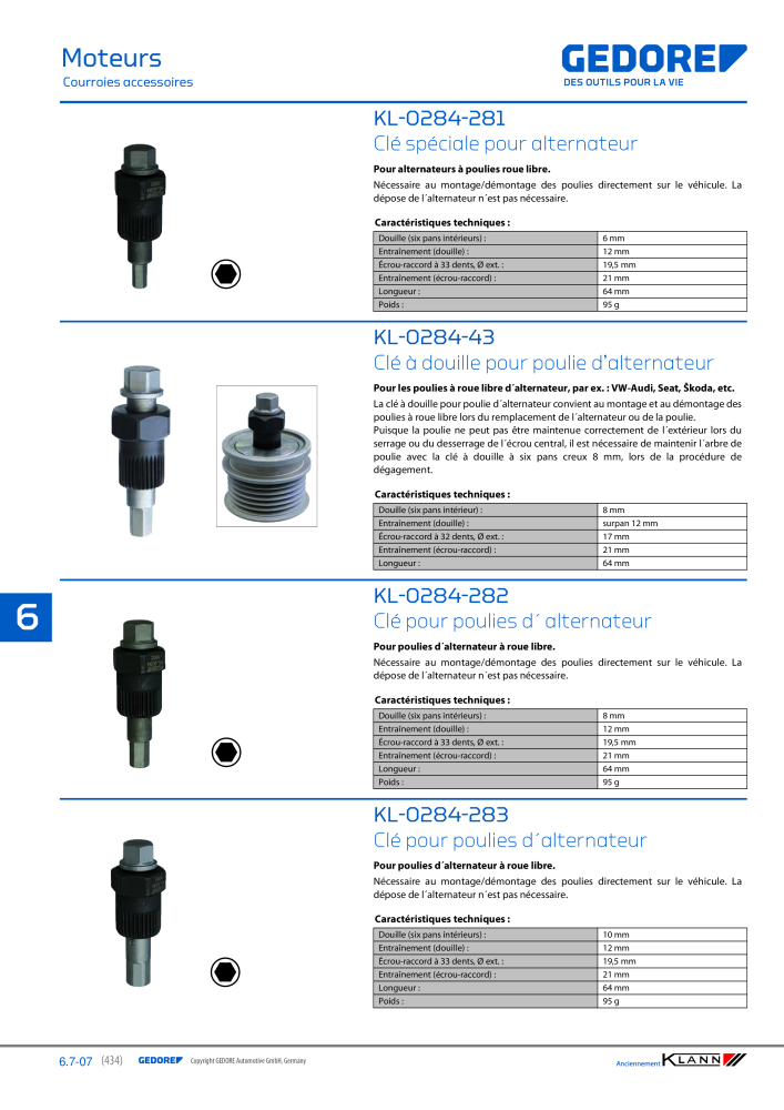 GEDORE Automotive KLANN Moteurs Nb. : 2559 - Page 224