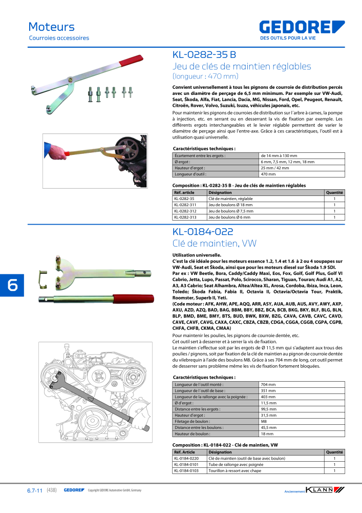GEDORE Automotive KLANN Moteurs NR.: 2559 - Seite 228