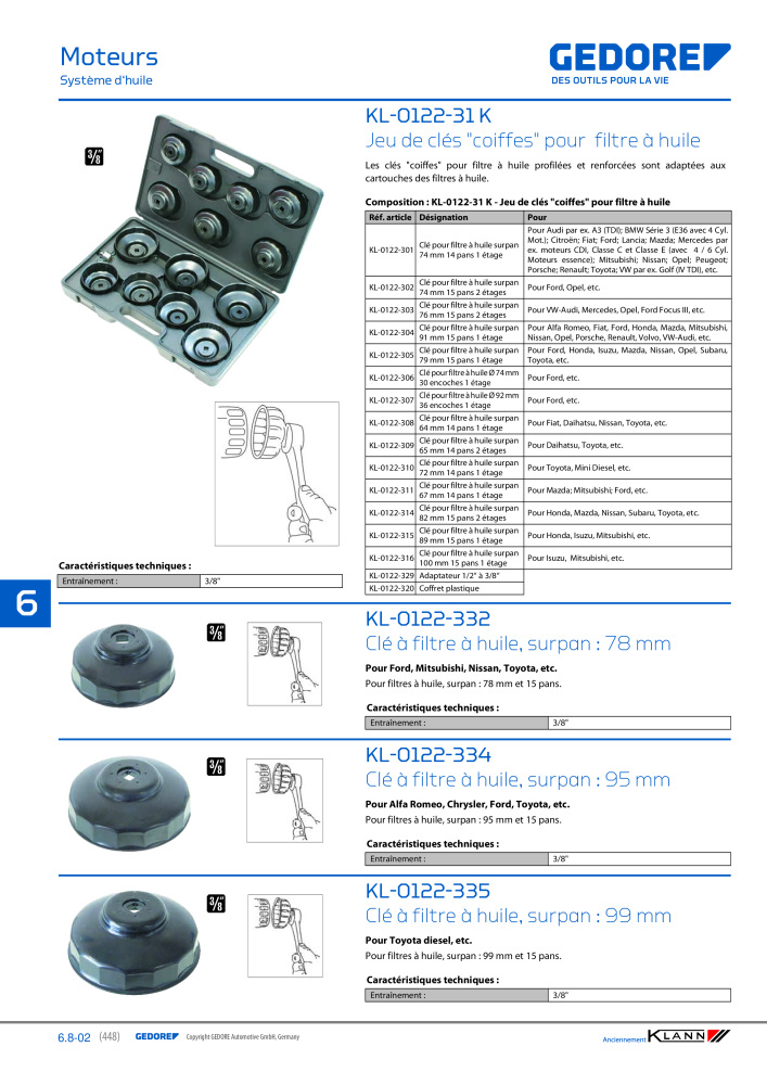 GEDORE Automotive KLANN Moteurs NR.: 2559 - Seite 238