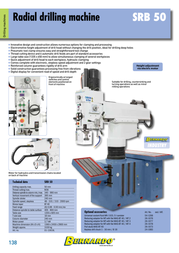 Bernardo Schnellradialbohrmaschine SRB 50 01-1361XL