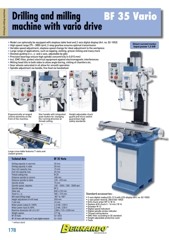 Bernardo Bohr- und Fräsmaschine BF 35 Vario 02-1051