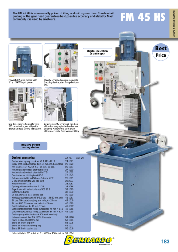 Bernardo Bohr- und Fräsmaschine FM 45 HS 02-1062