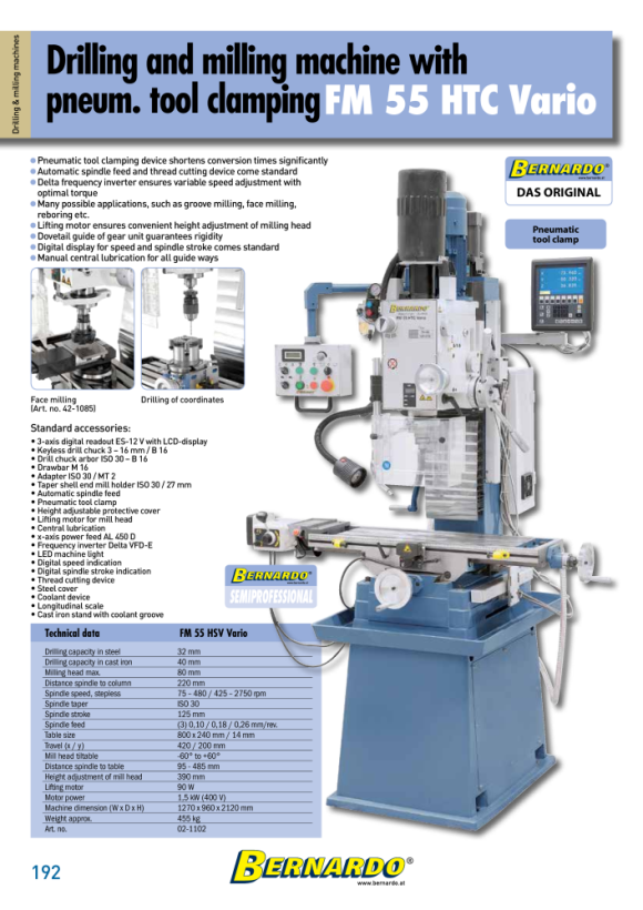 Bernardo Bohr- und Fräsmaschine BF 40 HS 02-1098