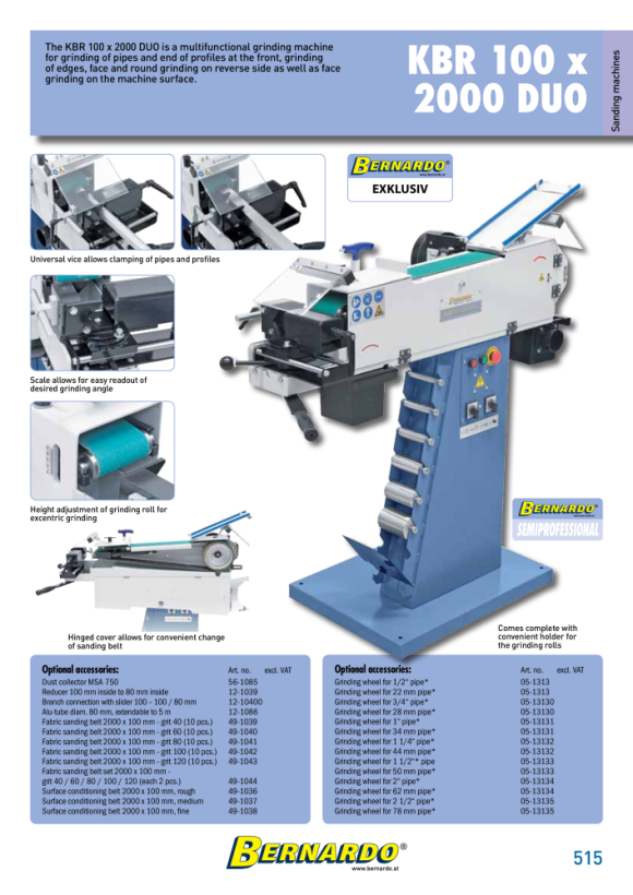 Bernardo Gewebeschleifband - Edelstahl 2000 x 100 mm - K 80 ( 10 Stk.) 49-1041