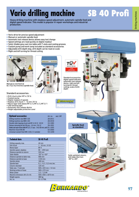 Bernardo Säulenbohrmaschine SB 30 Profi 01-1170XL