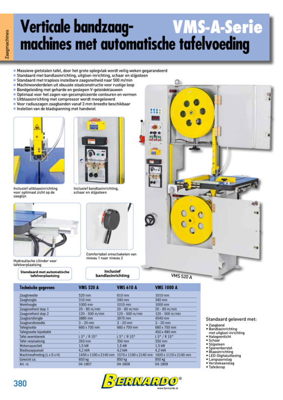 Bernardo Vertikalbandsäge VMS 520 A mit automatischem Tischvorschub 04-1807