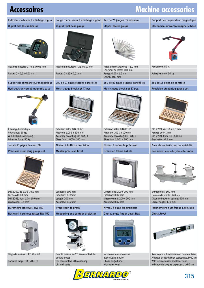 Catalogue général Bernardo Métal NR.: 2586 - Seite 317