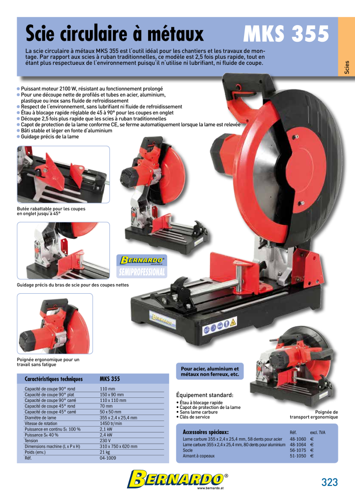 Catalogue général Bernardo Métal NR.: 2586 - Seite 325
