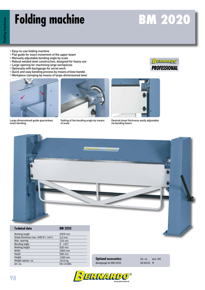 Bernardo general catalog sheet metal working Č. 2594 - Strana 100