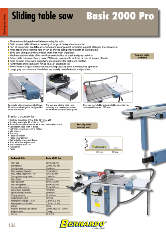 Bernardo Formatkreissägen Basic 2000 Pro / 400 V 09-1129