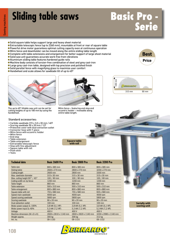 Bernardo Formatkreissägen Basic 3200 Pro / 400 V 09-1132