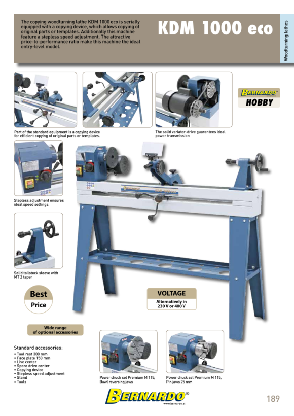 Bernardo Kopierdrechselmaschinen KDM 1000 eco / 230 V mit Kopiereinrichtung 10-1093