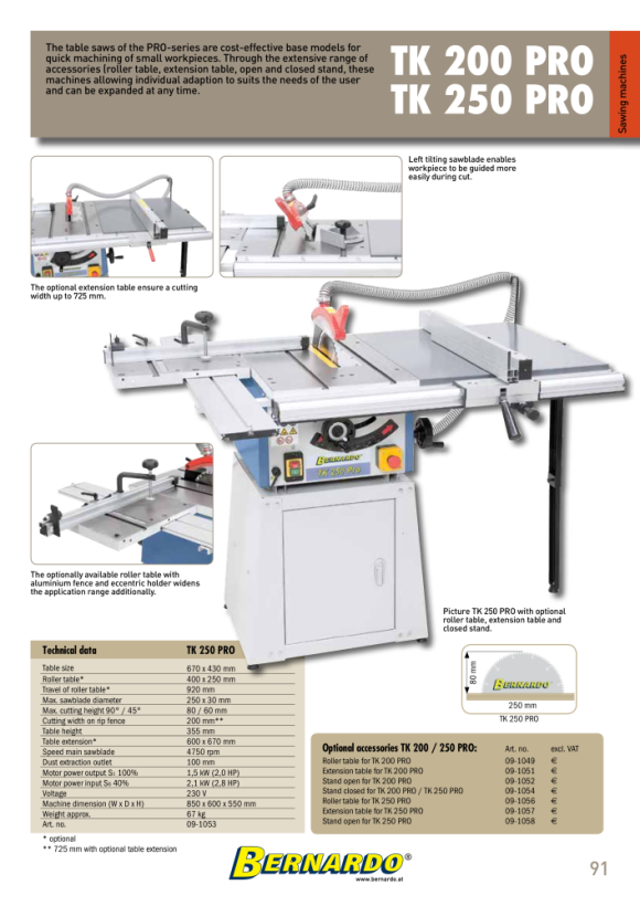 Bernardo Formatkreissägen Rolltisch f. TK 250 PRO 09-1056