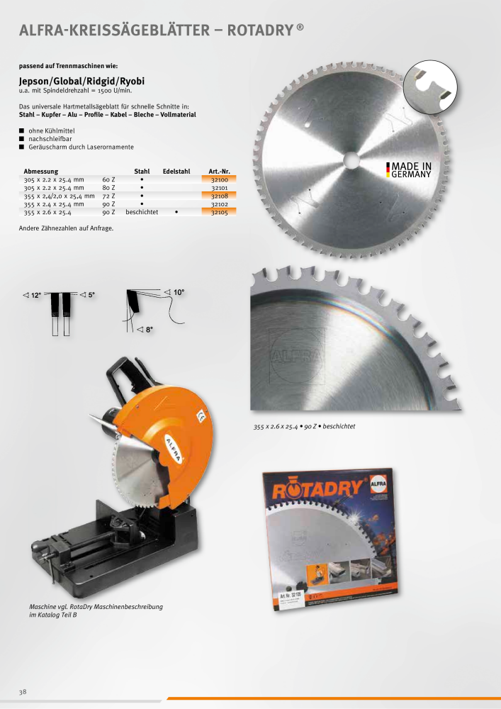 ALFRA Katalog Zerspannungstechnik NR.: 260 - Seite 38