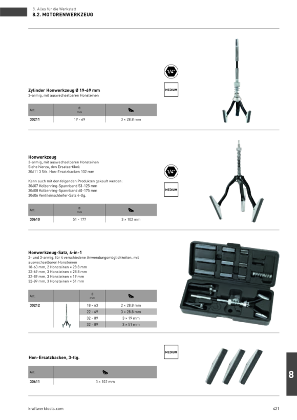 Kraftwerk 3-armiges Zylinder Honwerkzeug 19-69 mm 30211
