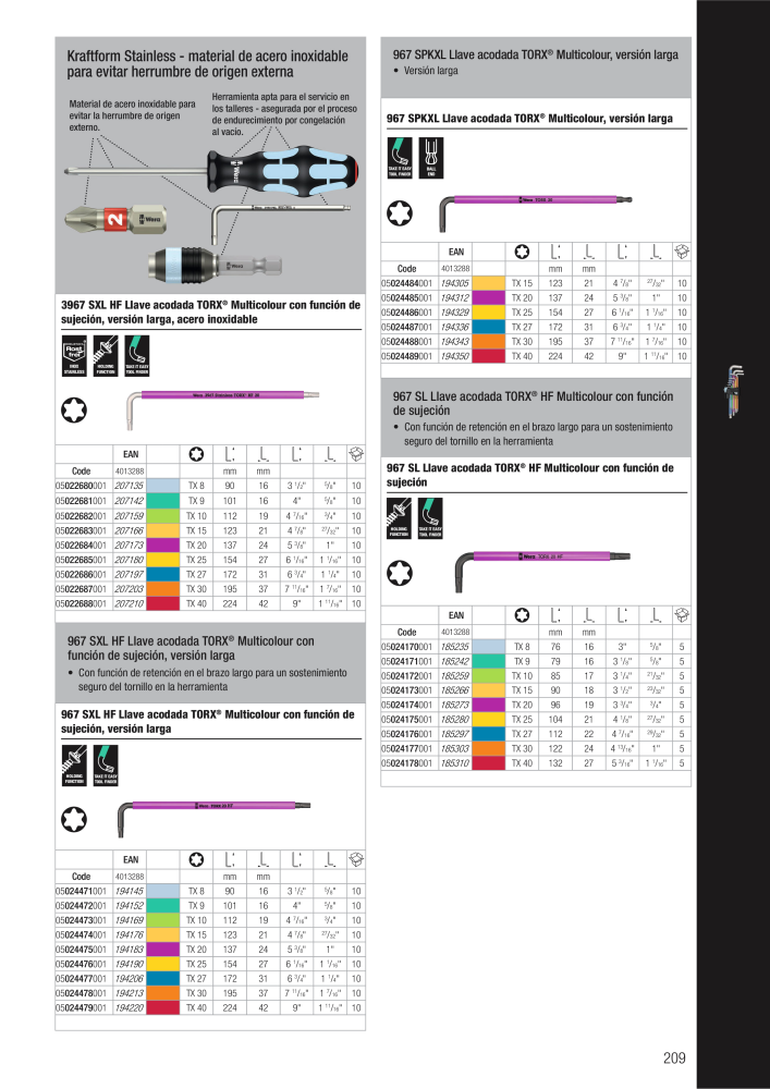 Catálogo principal de WERA NR.: 2638 - Strona 209