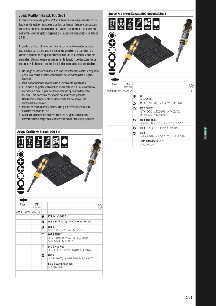 Catálogo principal de WERA NR.: 2638 - Side 231