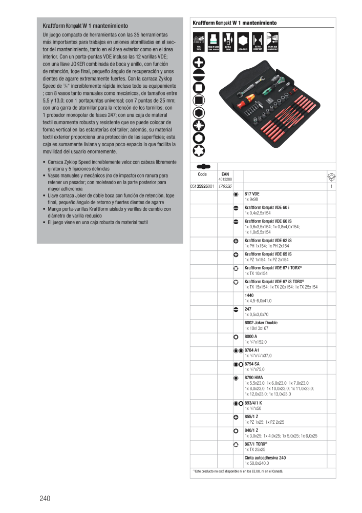 Catálogo principal de WERA Nº: 2638 - Página 240