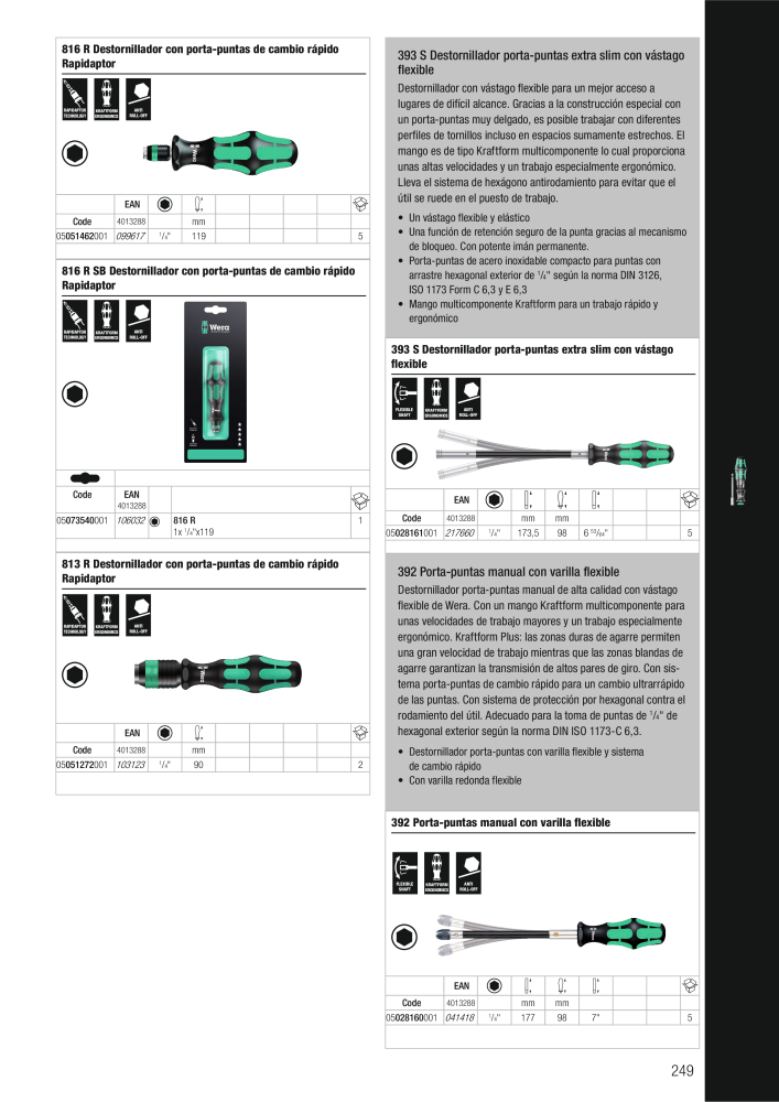 Catálogo principal de WERA NO.: 2638 - Page 249