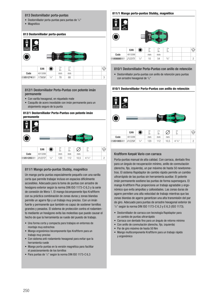 Catálogo principal de WERA NR.: 2638 - Seite 250