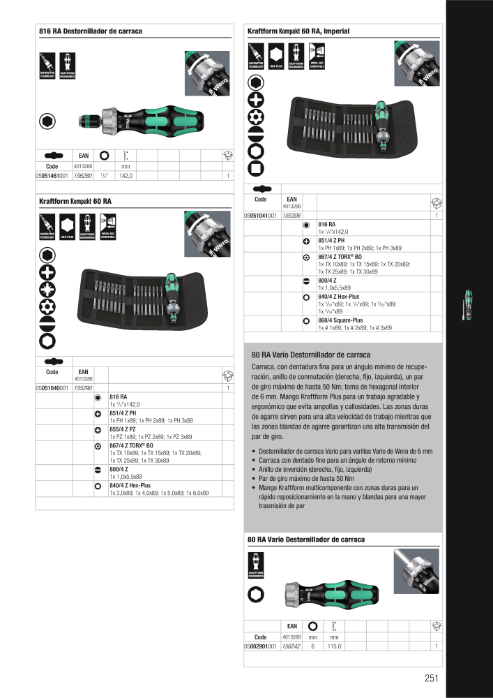 Catálogo principal de WERA NO.: 2638 - Page 251