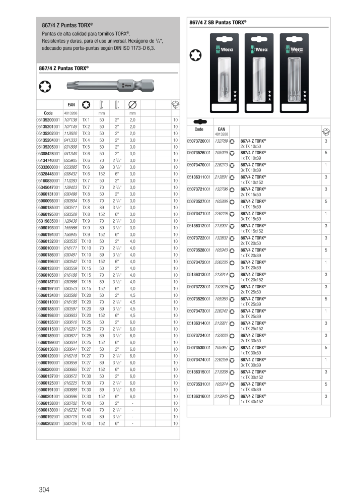 Catálogo principal de WERA NO.: 2638 - Page 304