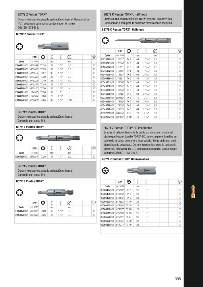 Catálogo principal de WERA NR.: 2638 - Side 305