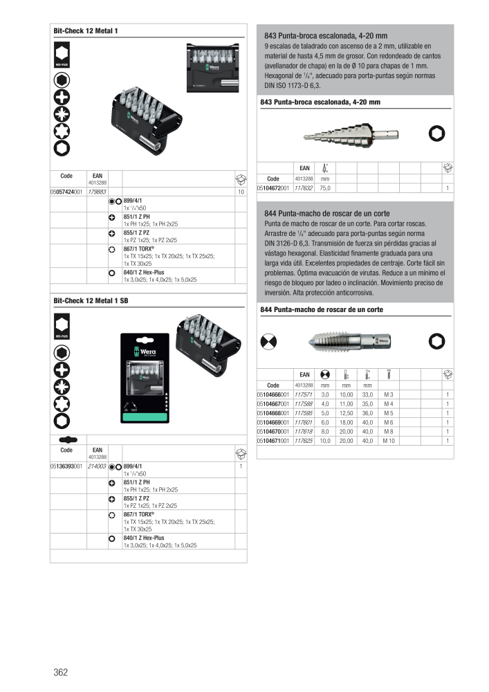 Catálogo principal de WERA NR.: 2638 - Seite 362