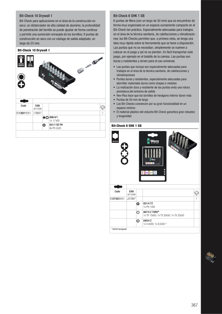Catálogo principal de WERA NR.: 2638 - Seite 367