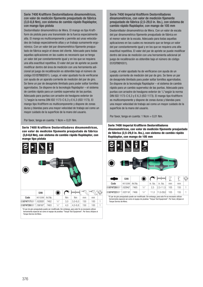 Catálogo principal de WERA NR.: 2638 - Seite 376