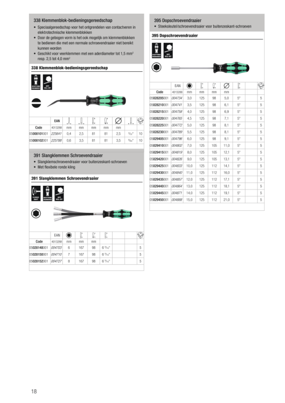 Wera 391   7,0 x 167 mm Schlauchklemmen-Schraubendreher 05028150001