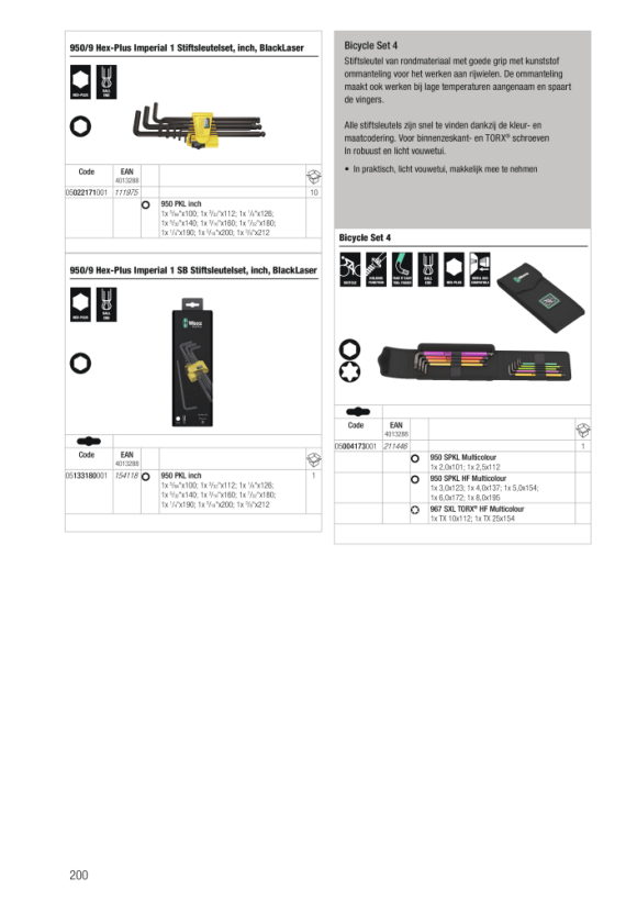 Wera Bicycle Set 4 Winkelschlüsselsatz mit Haltefunktion, BlackLaser 05004173001