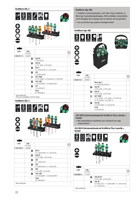 Wera 335/350/355/6 Schraubendrehersatz Kraftform Lasertip + Rack 05105622001