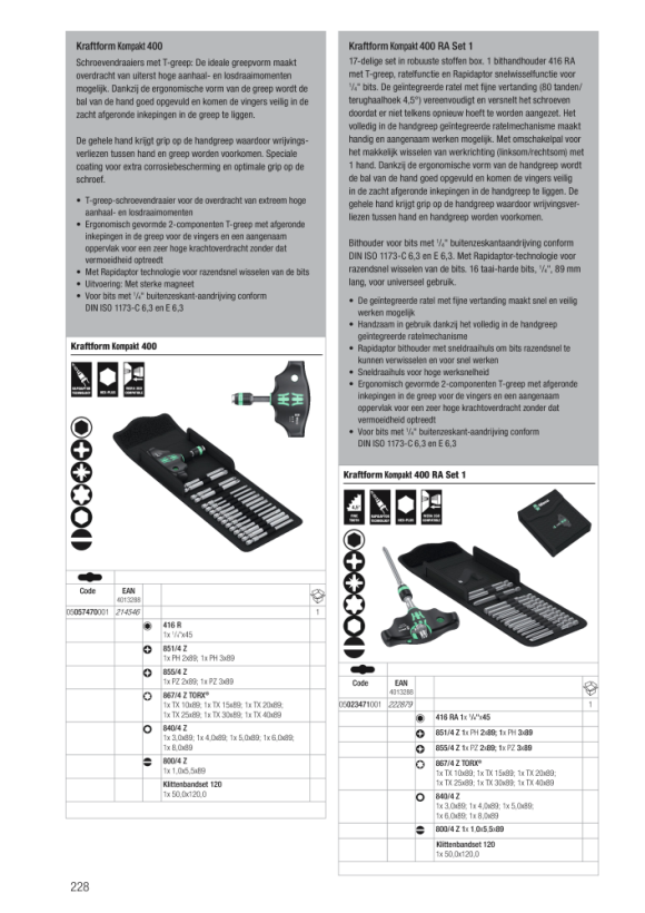 Wera Kraftform Kompakt 400 Bit-Sortiment 05057470001