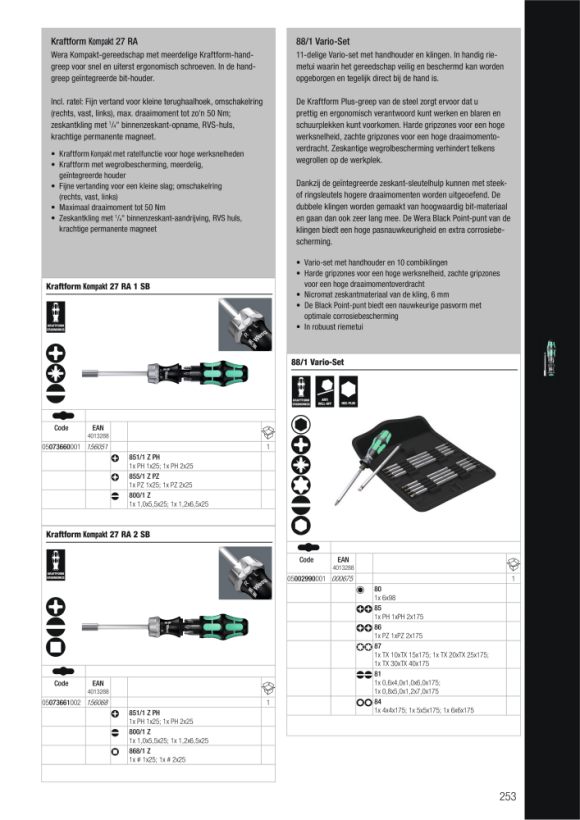 Wera Kraftform Kompakt Vario RA Vario-Ratschenschrauber mit 6 Klingen 05073665001