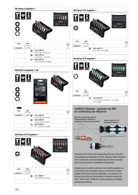 Wera Bit-Check 6 Impaktor 1 Bit-Sortiment 05057695001