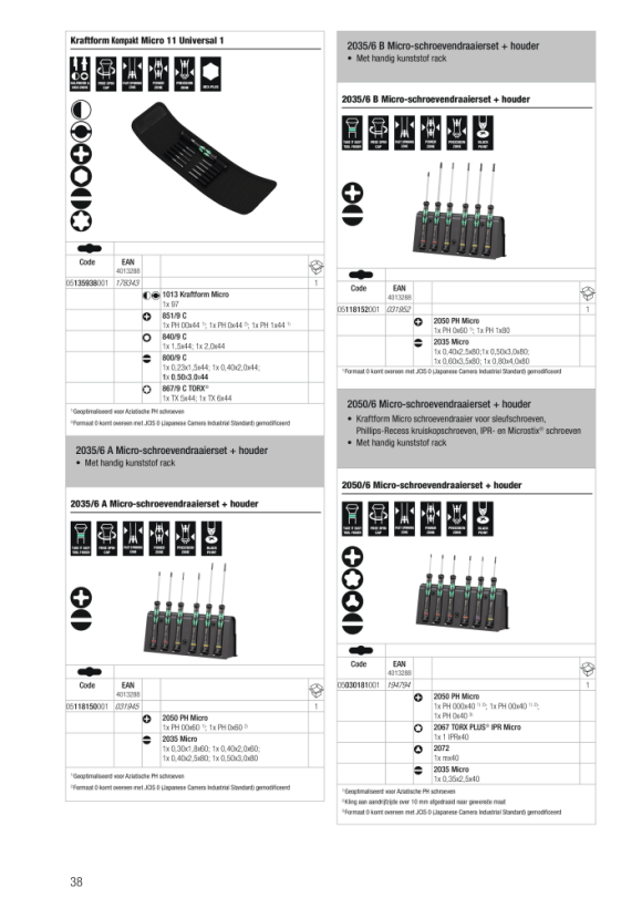 Wera 2035/6 A Elektroniker-Schraubendrehersatz + Rack 05118150001