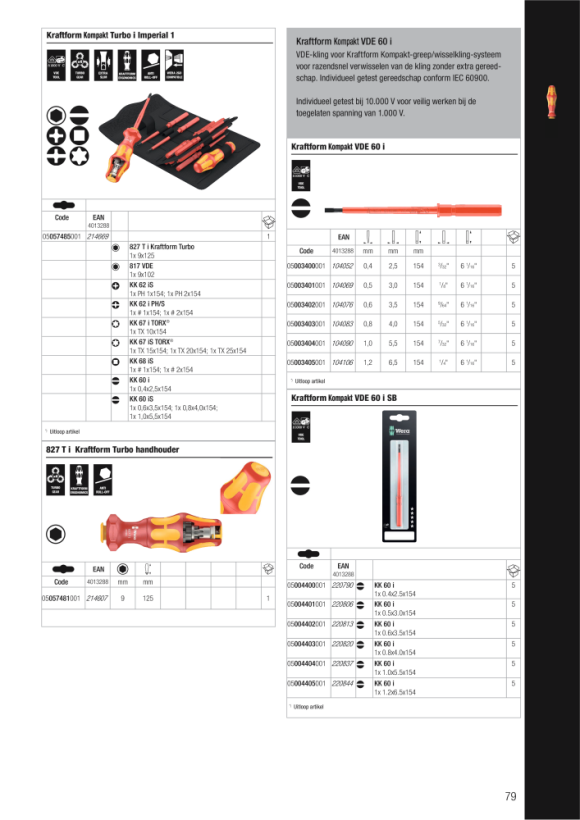 Wera Kraftform Kompakt VDE 60 i 0,4 x 2,5 x 154 mm VDE Wechselklinge für Schlitzschrauben 05003400001